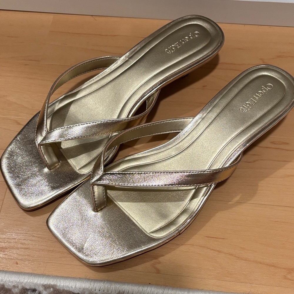 Open Edit Tori Kitten Heel Gold Women's Sandals